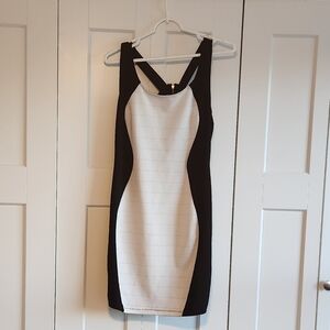 Love Culture Black and White Strap Back Mini Dress